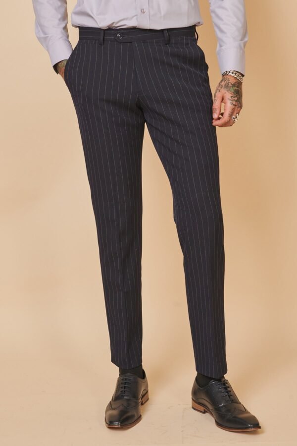 ROCCO - Navy Pinstripe Double Breasted Two Piece Suit - Image 8